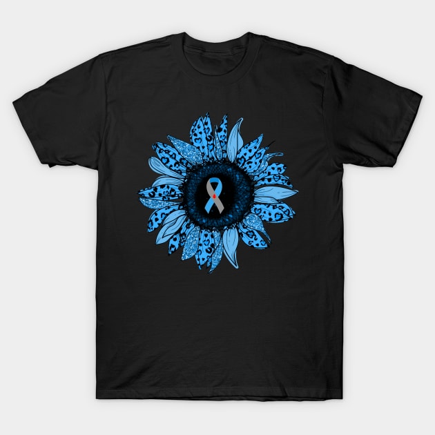 Leopard Sunflower Blue Diabetes Awareness T-Shirt by Magazine